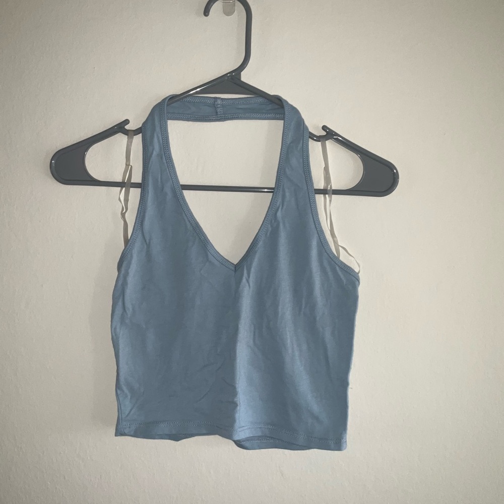 Light Blue Halter Crop Top